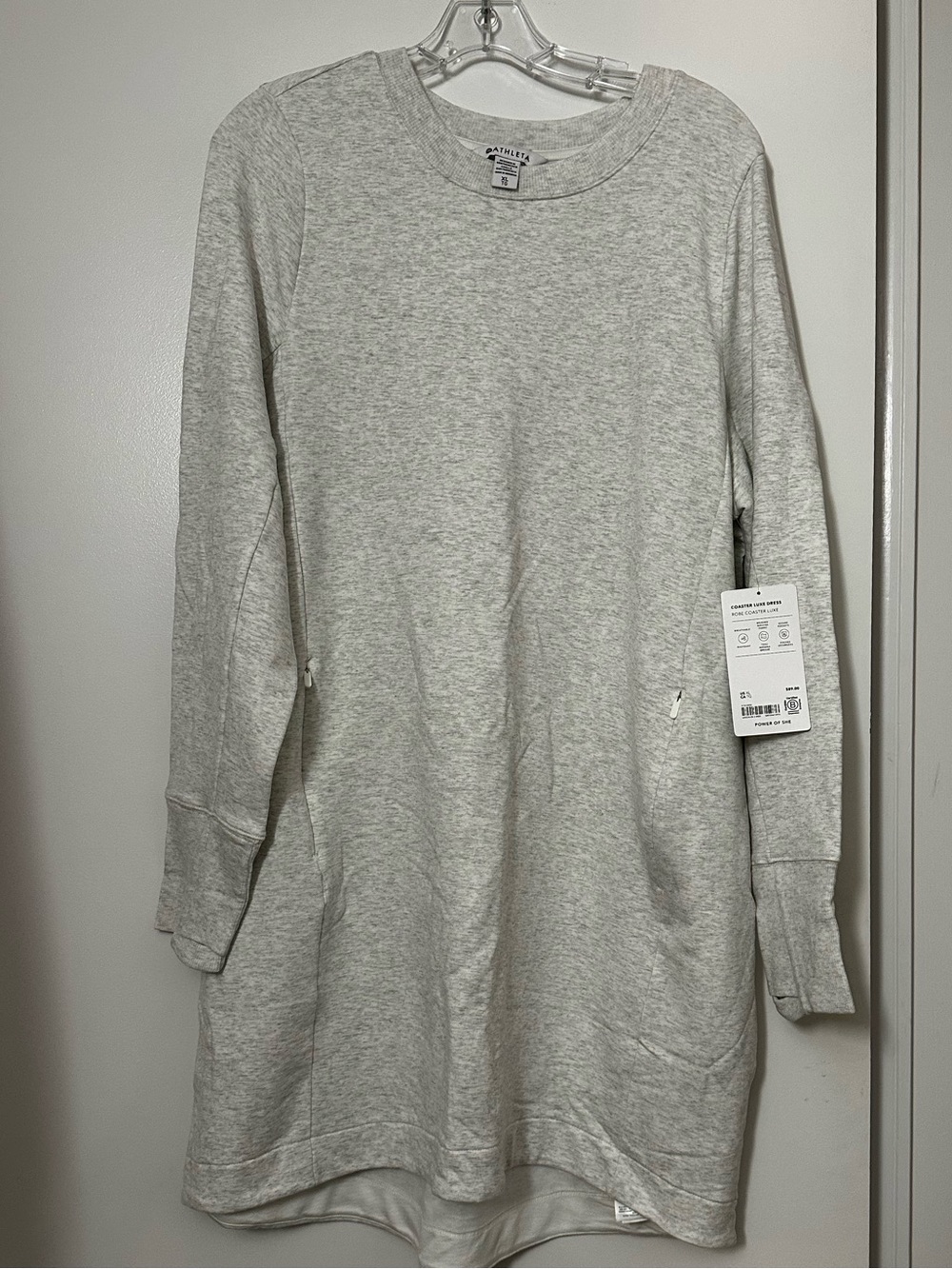 Athleta Heathered Light Gray Sweatshirt dress